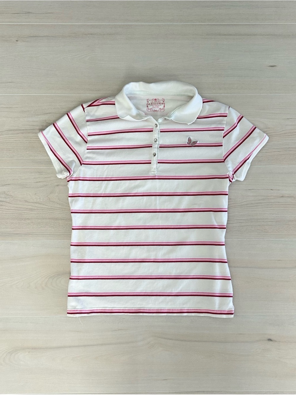 y2k arizona striped butterfly polo